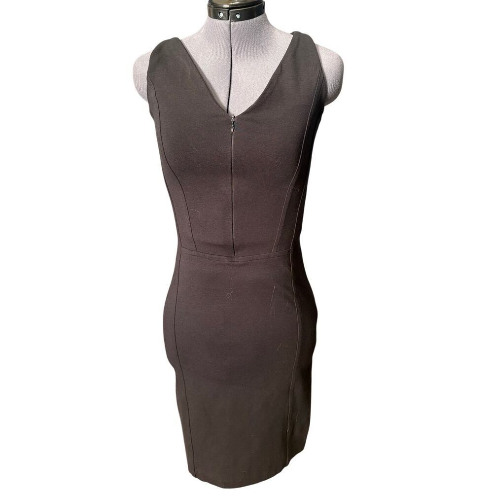 VTG Shape FX Y2K Black Bodycon Dress Zip Front Sleeveless V Neck Clubwear Mini